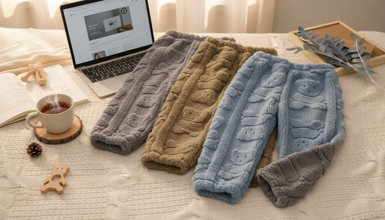 Cozy 3-Piece Bear Plush Pants Set for Boys (Warm & Soft)